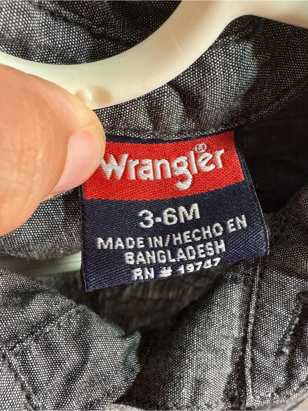 Wrangler Baby Boys 3-6M Chambray Button Front Bodysuit Shirt